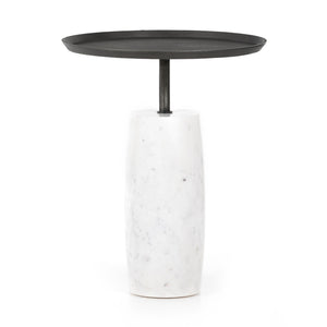 Cronos End Table In Polished White Marble