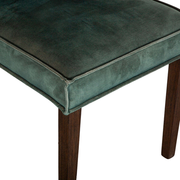 Madison Side Chair Green Velvet, Weathered Teak Legs