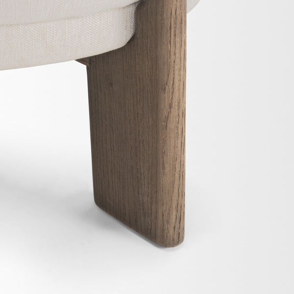 Souvik Dark Brown Wood w/ Oatmeal Fabric Accent Chair