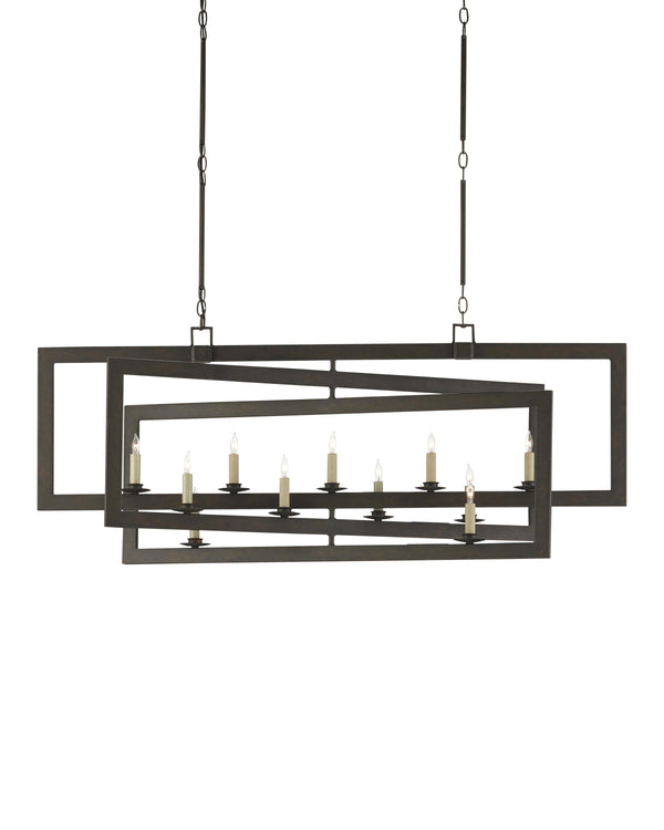 Middleton Bronze Rectangular Chandelier In Bronze Gold