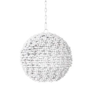 SPHERE SHAPED PENDANT WRAPPED WITH WHITEWASH WOOD BEADS