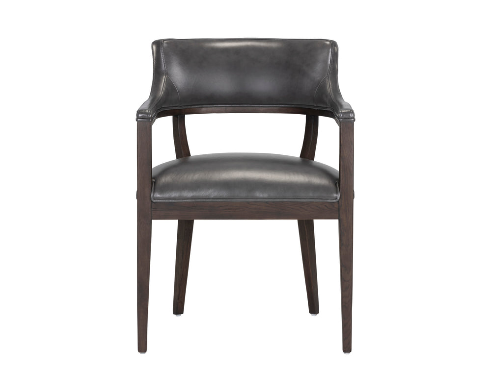 BRYLEA DINING ARMCHAIR - BROWN - BRENTWOOD CHARCOAL LEATHER