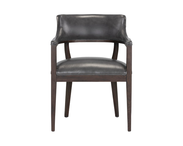 BRYLEA DINING ARMCHAIR - BROWN - BRENTWOOD CHARCOAL LEATHER