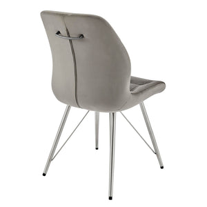 Raven Velvet Fabric Dining Side Chair In Gravel Gray (Set of 2)