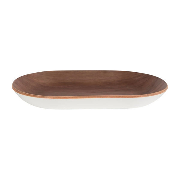 Wood Oblong Tray with White Bottom
