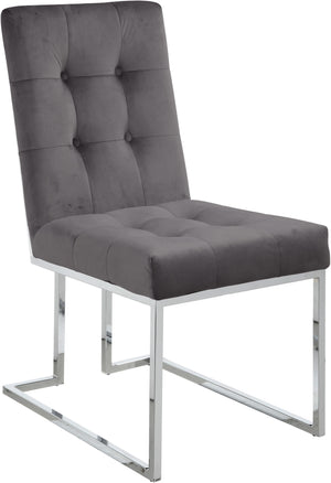 Sara Dining Chair In Grey Velvet