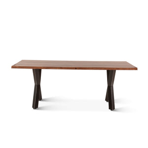 Brisbane 80" Sheesham Wood and Iron Dining Table, Natural