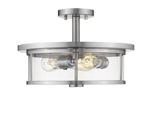 Savannah 3 Light Semi Flush Mount in Brushed Nickel Finish