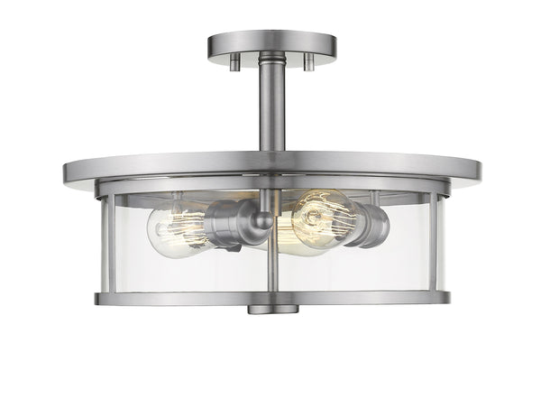Savannah 3 Light Semi Flush Mount in Brushed Nickel Finish