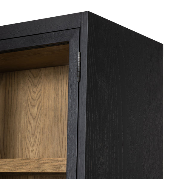 Millie Panel & Glss Door Cabinet In Mtt Blk