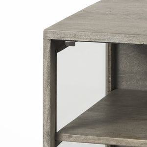 Arelius 20L x 18W x 26H Gray Wood W/ Black Metal Frame End/Side Table