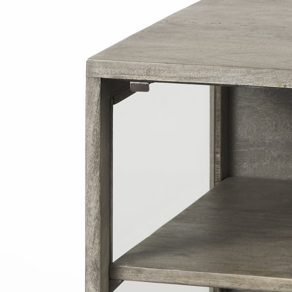 Arelius 20L x 18W x 26H Gray Wood W/ Black Metal Frame End/Side Table