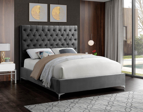 Robin Full Bed In Grey Velvet