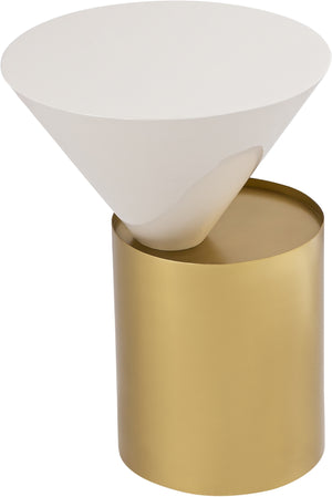 Abel End Table In White and Brushed Brass
