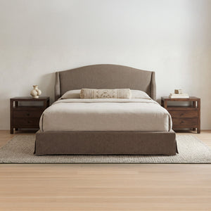 Weston Queen Storage Bed with Brown Slipcover