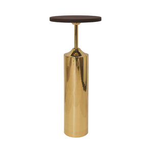 BRASS BASE CIGAR TABLE WITH ROUND LEATHER TOP