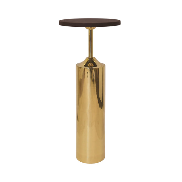 BRASS BASE CIGAR TABLE WITH ROUND LEATHER TOP