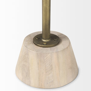 Maxwell 20" Round Light Brown Wood w/ Gold Metal Pedestal Side Table