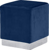 Daniel Ottoman/Stool In Navy Velvet and Chrome