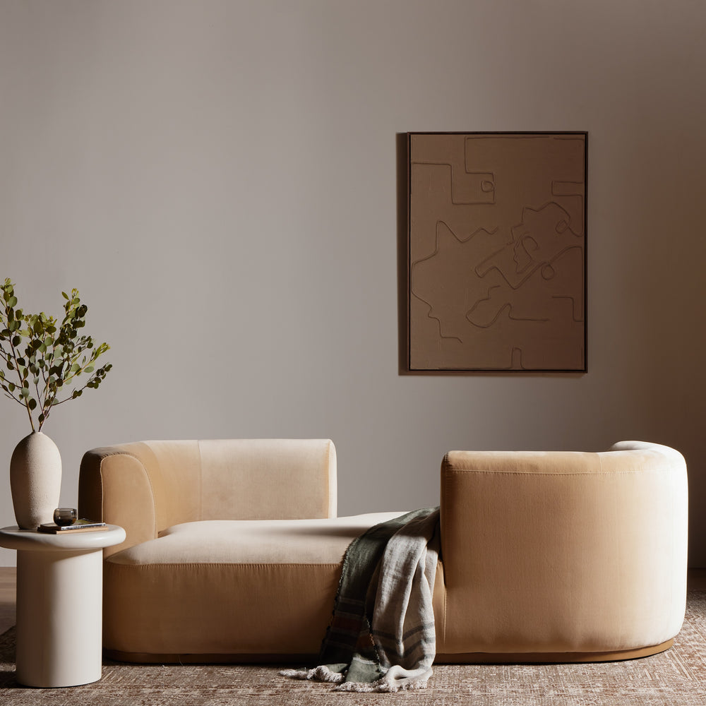 Deandra Tete A Tete Chaise In Surrey Camel