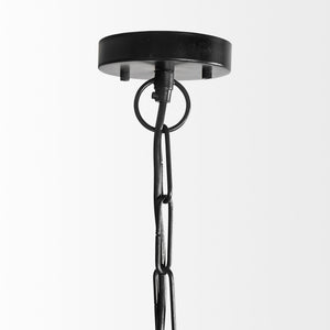 Jules 25x25 Blonde Wood and Black Metal Six Bulb Chandelier Light