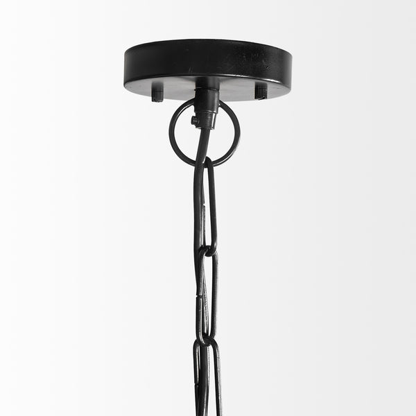 Jules 25x25 Blonde Wood and Black Metal Six Bulb Chandelier Light