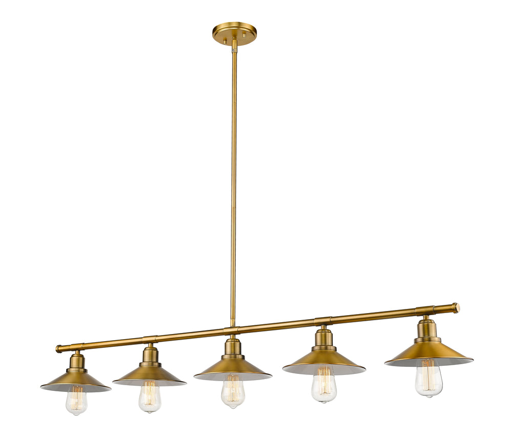 Casa 5 Light Island/Billiard in Factory Brass Finish