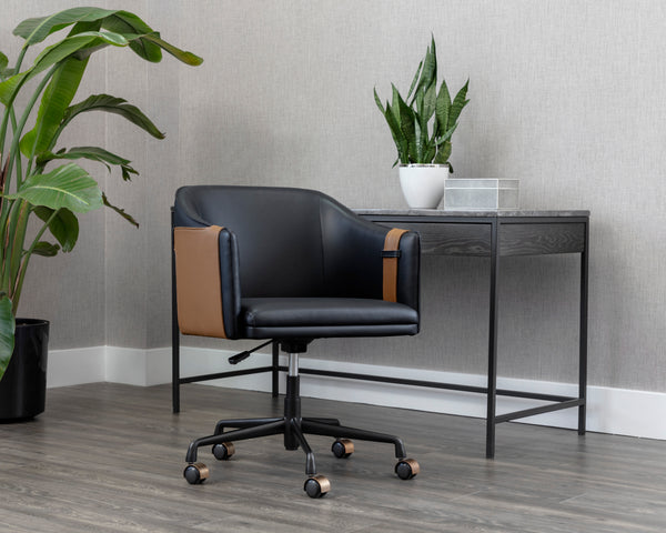 CARTER OFFICE CHAIR - NAPA BLACK / NAPA COGNAC