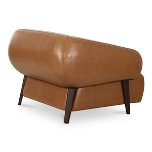 Devlin Lounge Chair in Tan Leather with Ash Legs