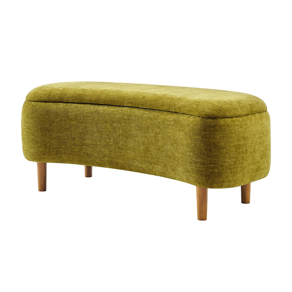 Leony Chenille Storage Bench, Seneca Olive 