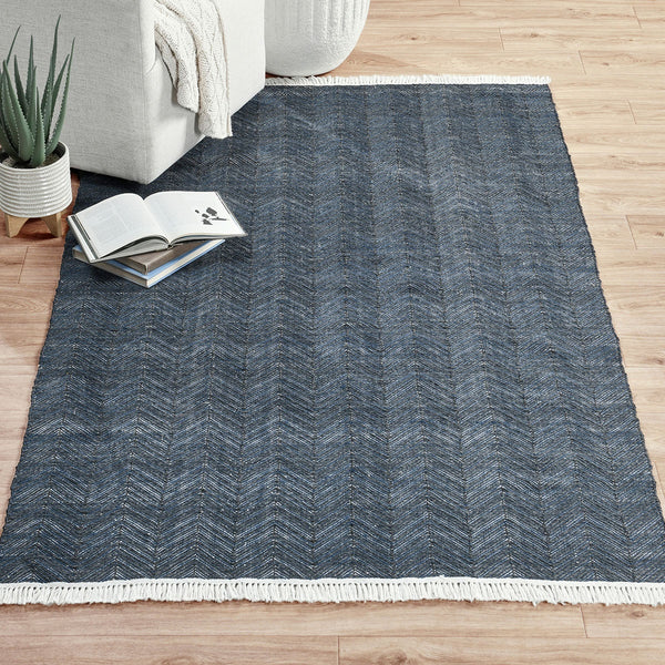 Classic Home Augusta Rug - Navy Herringbone 9'x12'