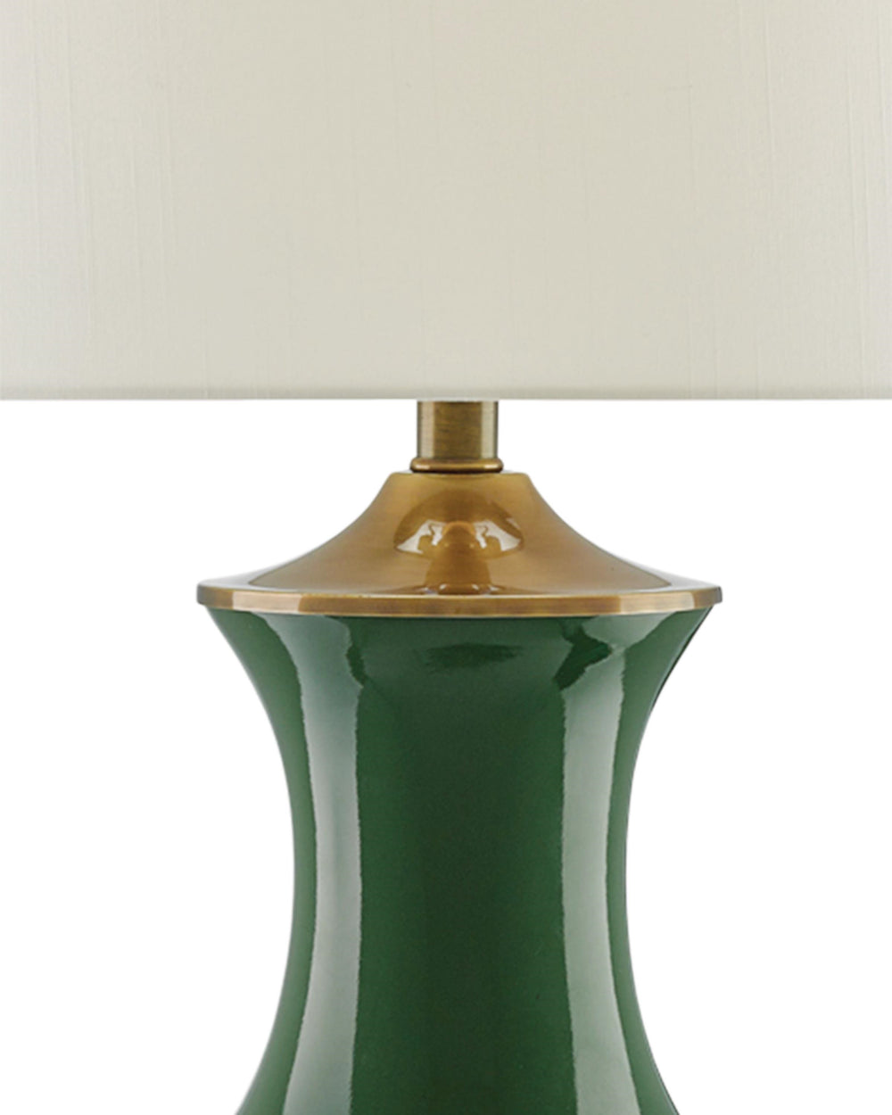 Lilou Green Table Lamp In Green & Antique Brass