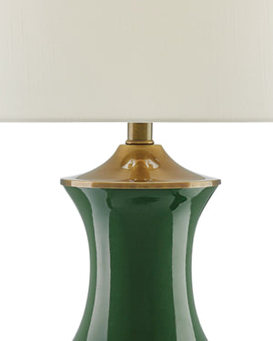 Lilou Green Table Lamp In Green & Antique Brass