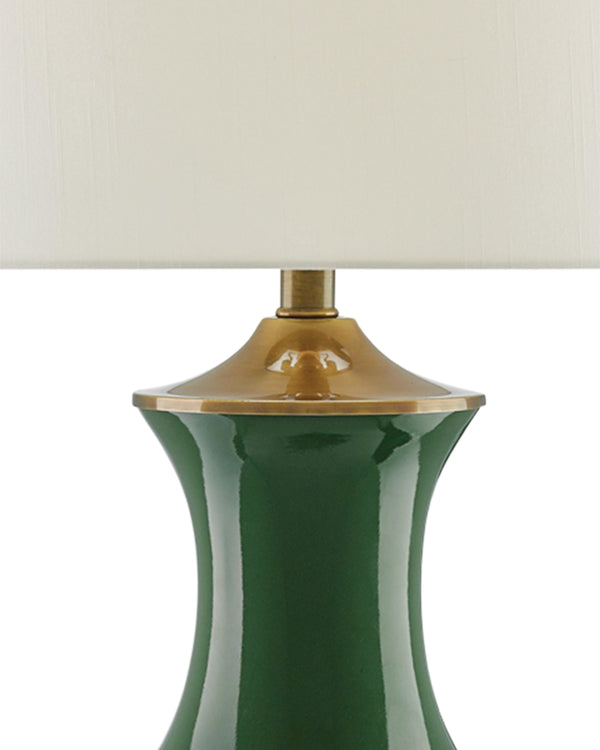 Lilou Green Table Lamp In Green & Antique Brass