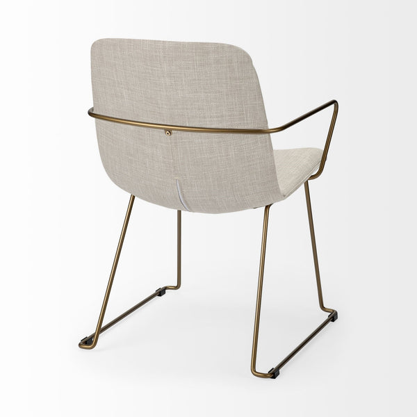 Sawyer II Beige Fabric Wrap Gold Metal Frame Dining Chair