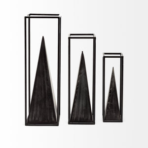 Memphis III (Small) pyramid in a square metal frame finished in black