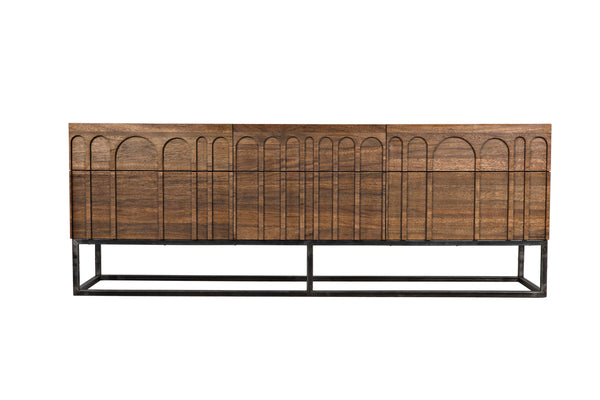 Casanova Sideboard in Dark Walnut with Industrial Steel Accents