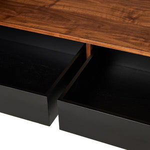 Hayward Cabinet In Natural Walnut-Black Aluminum-Black Iron