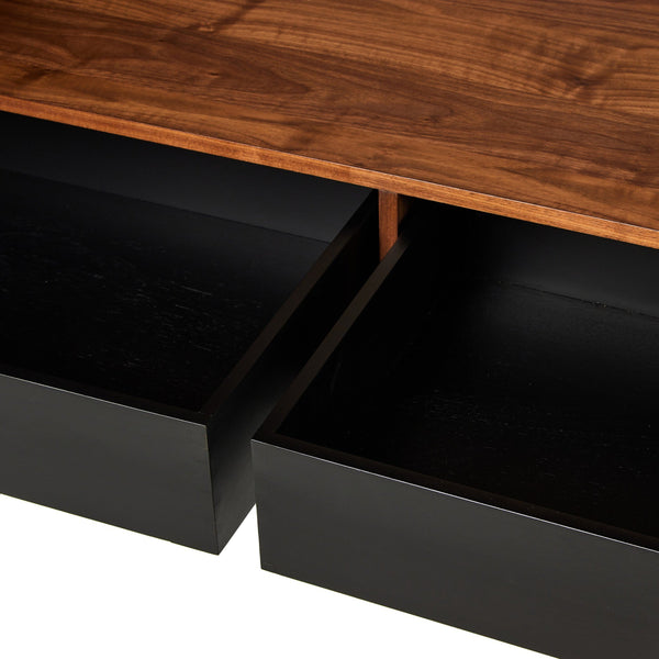 Hayward Cabinet In Natural Walnut-Black Aluminum-Black Iron
