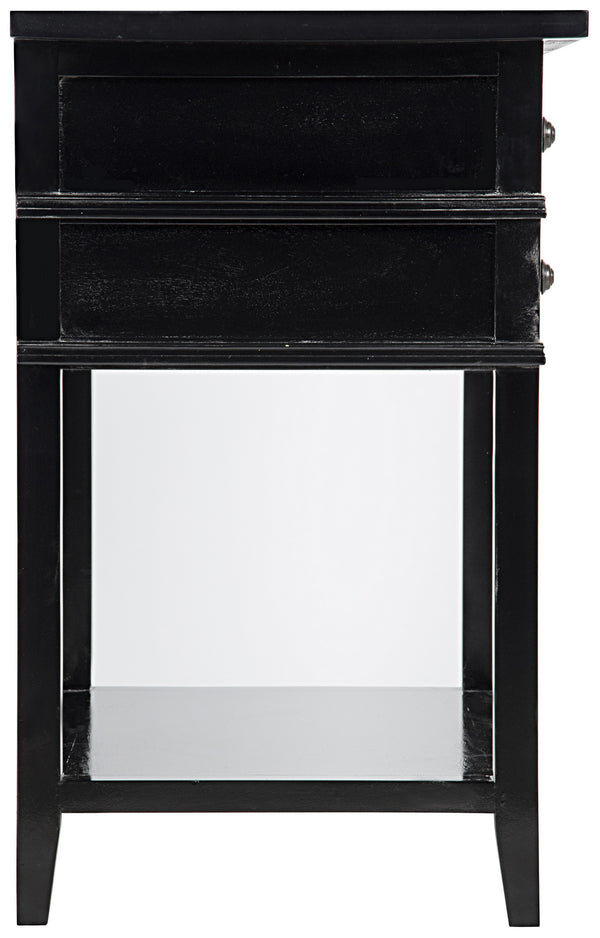 Colonial 2-Drawer Side Table, Distressed Black