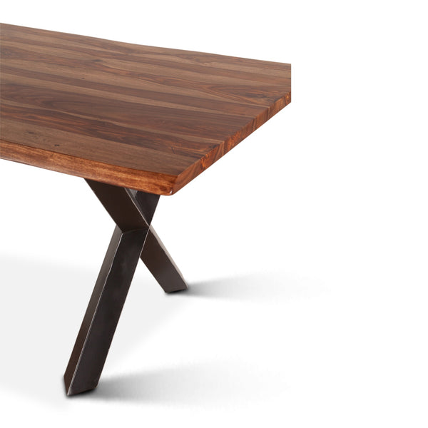 Brisbane 80" Sheesham Wood and Iron Dining Table, Natural
