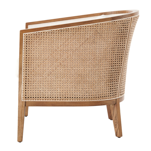 Tillman Fabric Accent Arm Chair w/ Rattan, Shortbread/Natural