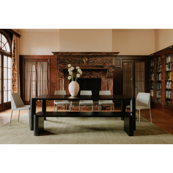 Post Large Dining Bench in Black Oak