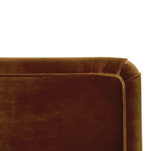 THREE LEG FULLY UPHOLSTERED BARREL CHAIR IN RUST VELVET