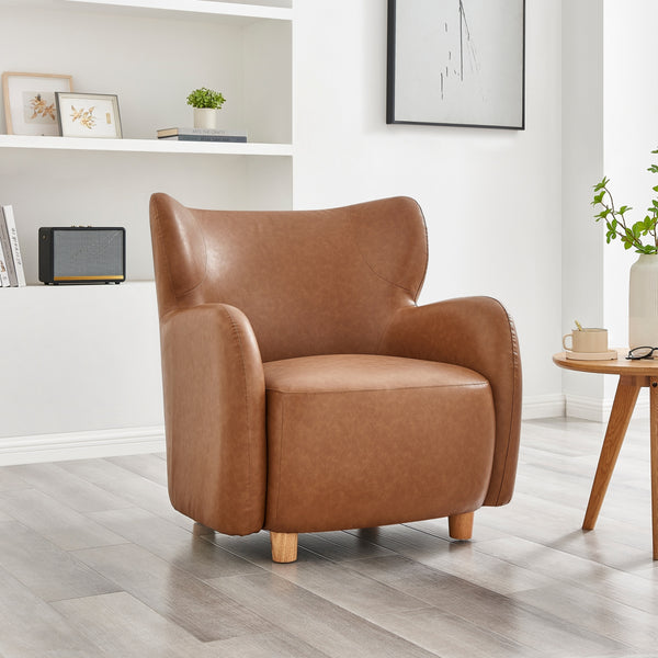 Tiffany KD Faux Leather Accent Arm Chair, Vintage Cider