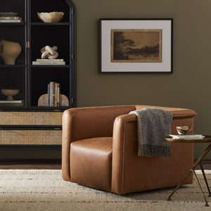 Wellborn Swivel Chair In Palermo Cognac