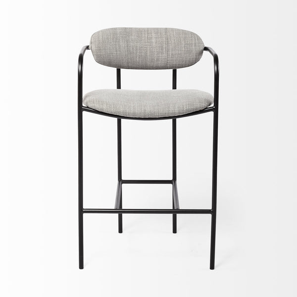 Parker Gray Fabric Seat Black Metal Counter Stool