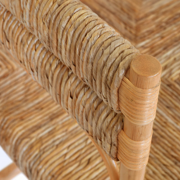 RATTAN BENCH WITH SEAGRASS WRAPPED SEAT AND SEAT BACK