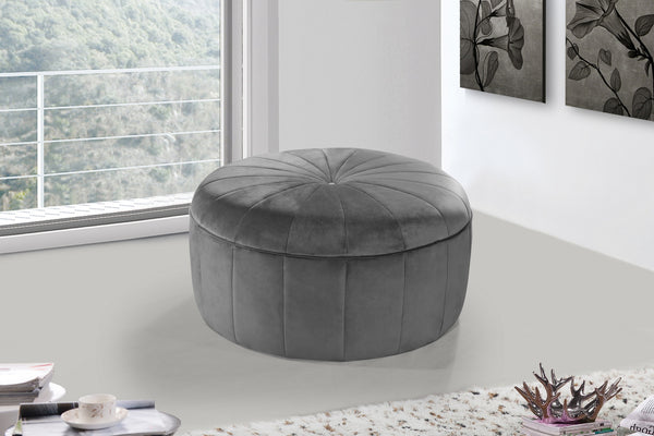 Tammy Ottoman/Bench In Grey Velvet