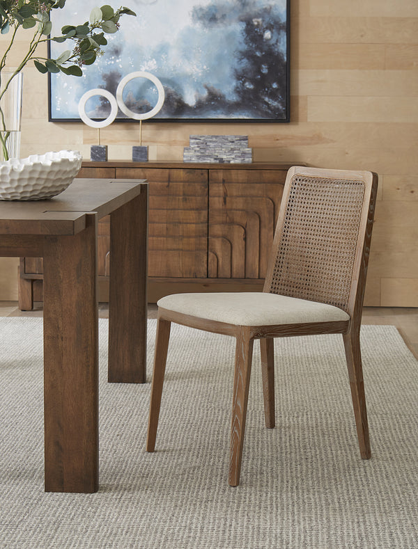 Simone 30" Upholstered Off-White Cane Back Dining Chair
